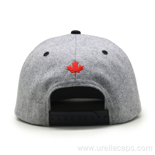 3D embroidered woolen snapback cap